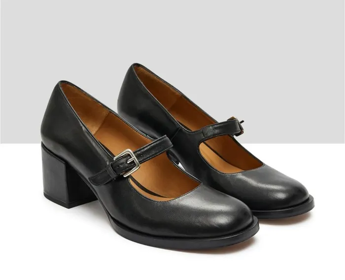 Audley Shoes Mid Heel Leather Shoe Kayla Black Women Medium Heel