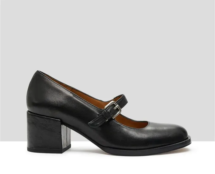 Audley Shoes Mid Heel Leather Shoe Kayla Black Women Medium Heel