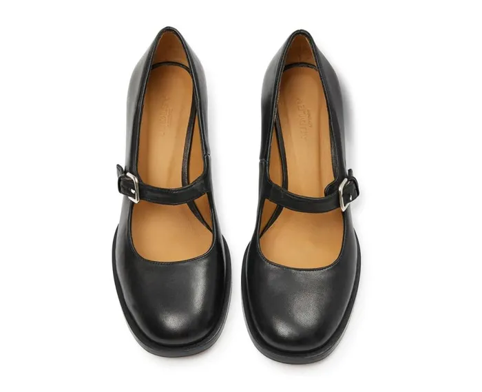 Audley Shoes Mid Heel Leather Shoe Kayla Black Women Medium Heel