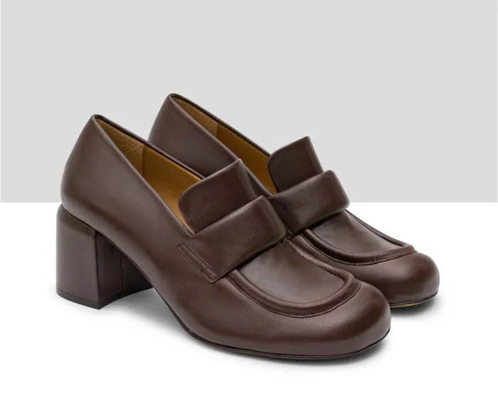 Audley Shoes Mid Heel Leather Shoe Kristi Brown Women Medium Heel
