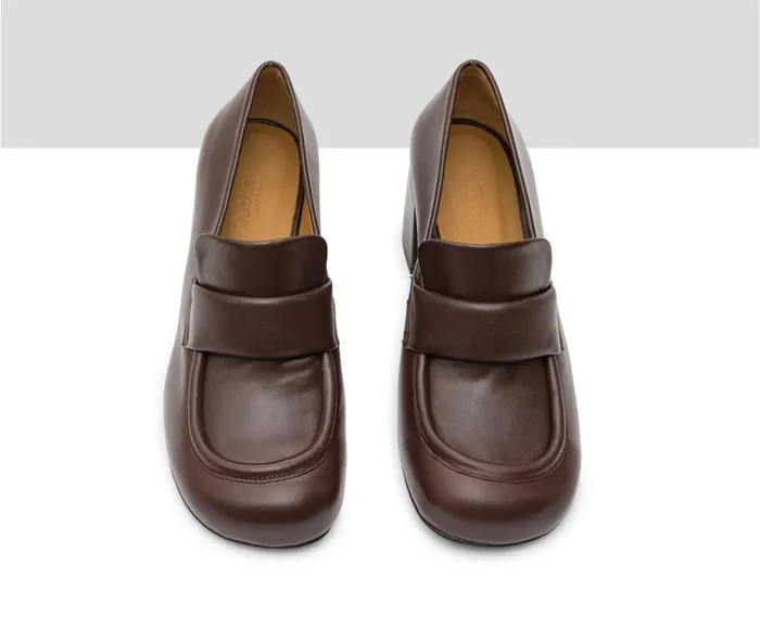 Audley Shoes Mid Heel Leather Shoe Kristi Brown Women Medium Heel