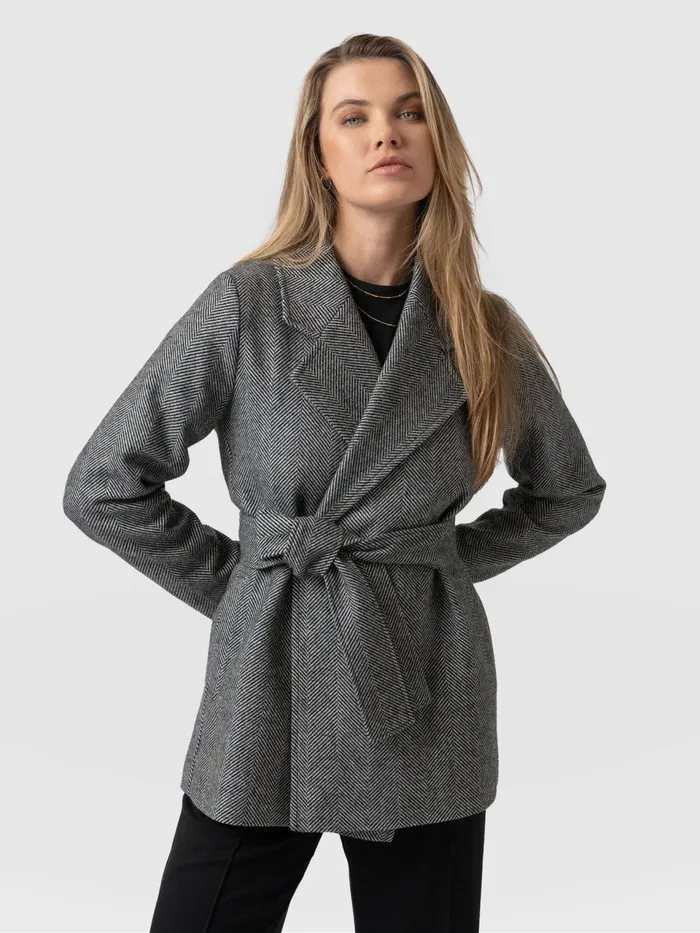Audrey Wrap Coat 8211 Chevron Chevron Women Saint And Sofia Coats and Jackets