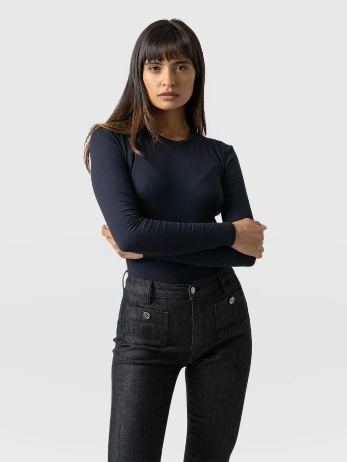 Austen Crew Neck Long Sleeve Tee 8211 Navy Navy Women Saint And Sofia Casual Tops Austen Crew Neck Long Sleeve Tee 8211 Navy Navy Women Saint And Sofia Casual Tops