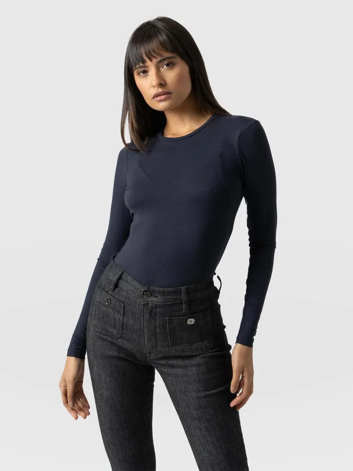 Austen Crew Neck Long Sleeve Tee 8211 Navy Navy Women Saint And Sofia Casual Tops