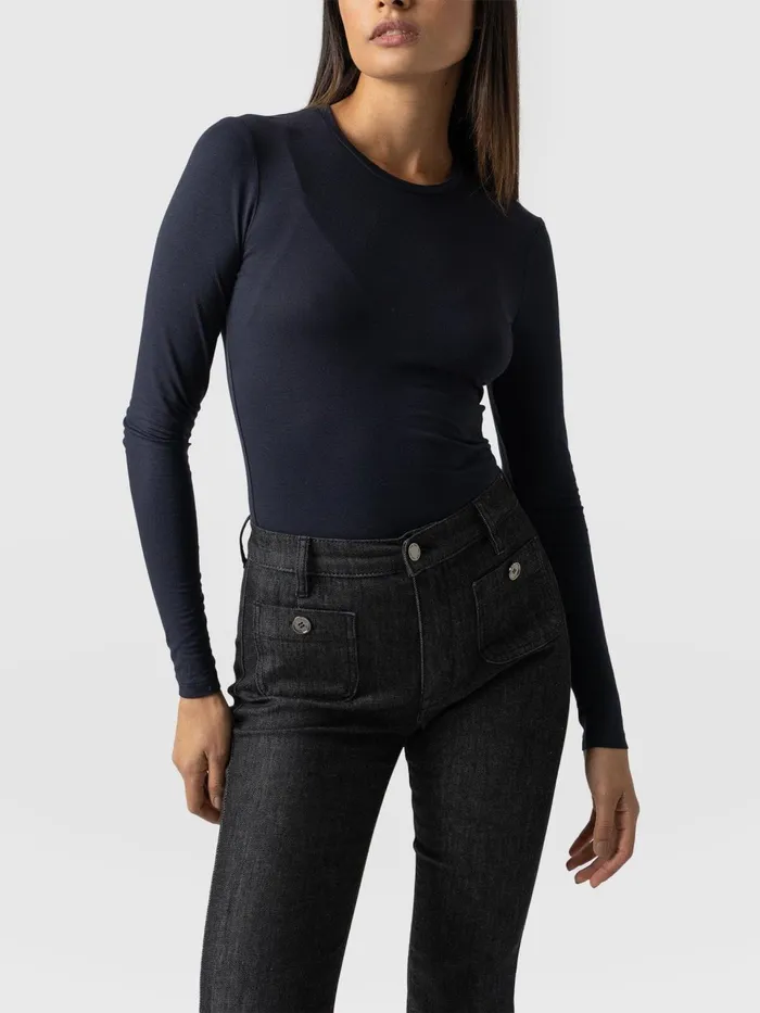 Austen Crew Neck Long Sleeve Tee 8211 Navy Navy Women Saint And Sofia Casual Tops