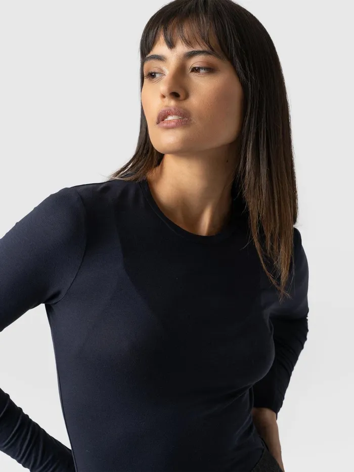 Austen Crew Neck Long Sleeve Tee 8211 Navy Navy Women Saint And Sofia Casual Tops