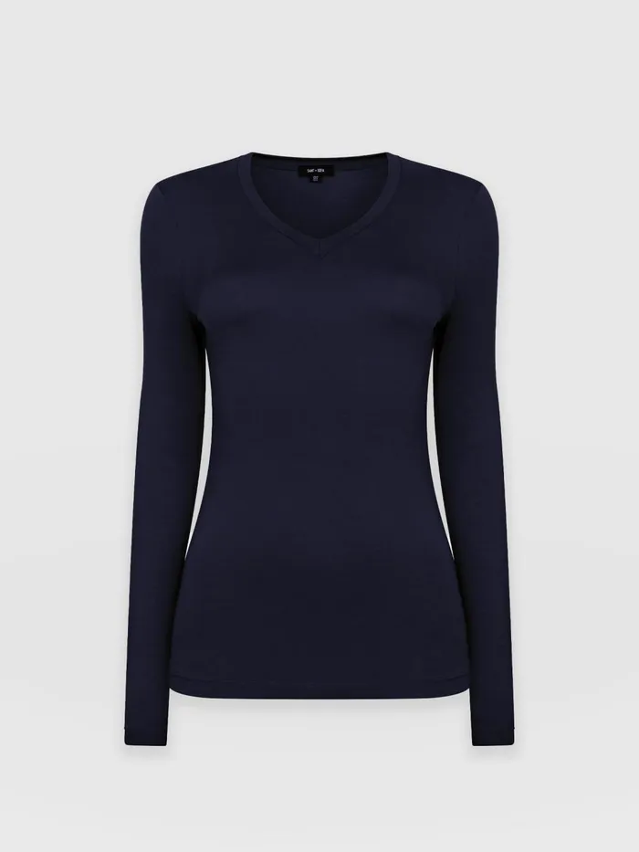 Austen Crew Neck Long Sleeve Tee 8211 Navy Navy Women Saint And Sofia Casual Tops