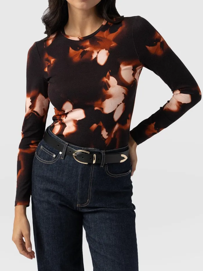 Austen Crew Neck Long Sleeve Tee 8211 Orange Aurora Orange Aurora Women Saint And Sofia TShirts and Tanks