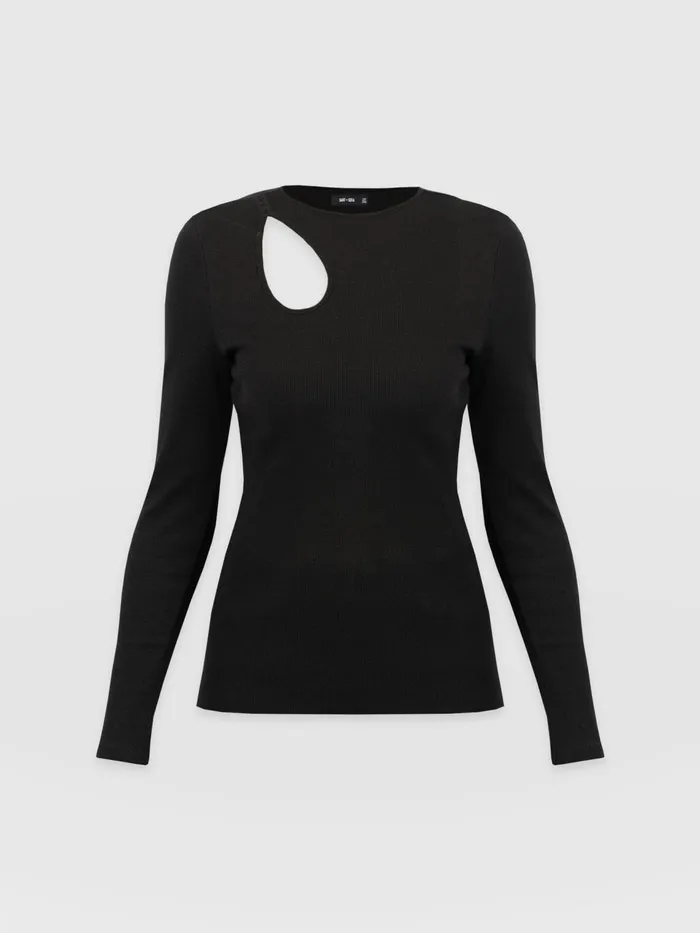 Axel Cut Out Long Sleeve Tee 8211 Black Black Women Saint And Sofia TShirts and Tanks