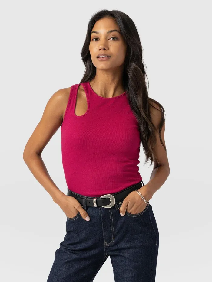 Axel Cut Out Vest 8211 Fuchsia Pink Fuchsia Pink Women Saint And Sofia TShirts and Tanks Axel Cut Out Vest 8211 Fuchsia Pink Fuchsia Pink Women Saint And Sofia TShirts and Tanks