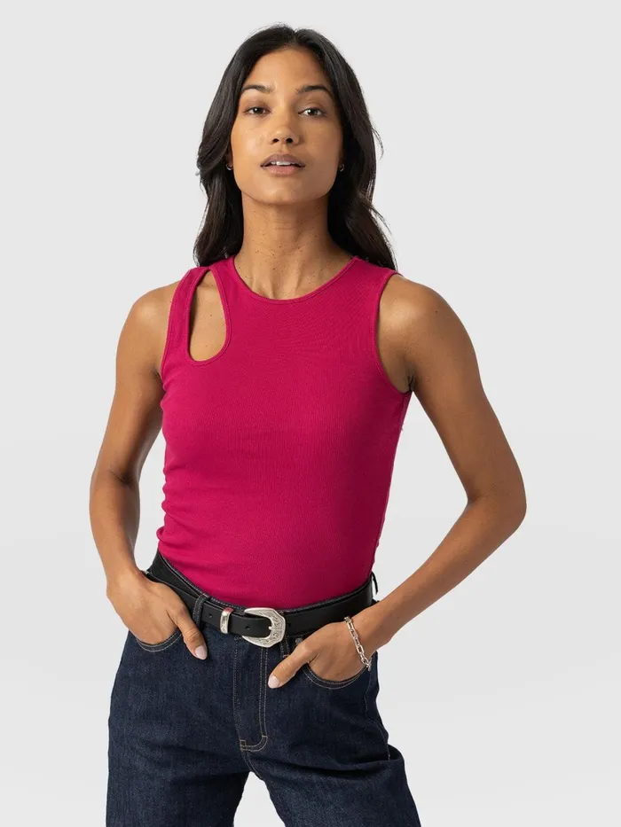 Axel Cut Out Vest 8211 Fuchsia Pink Fuchsia Pink Women Saint And Sofia TShirts and Tanks