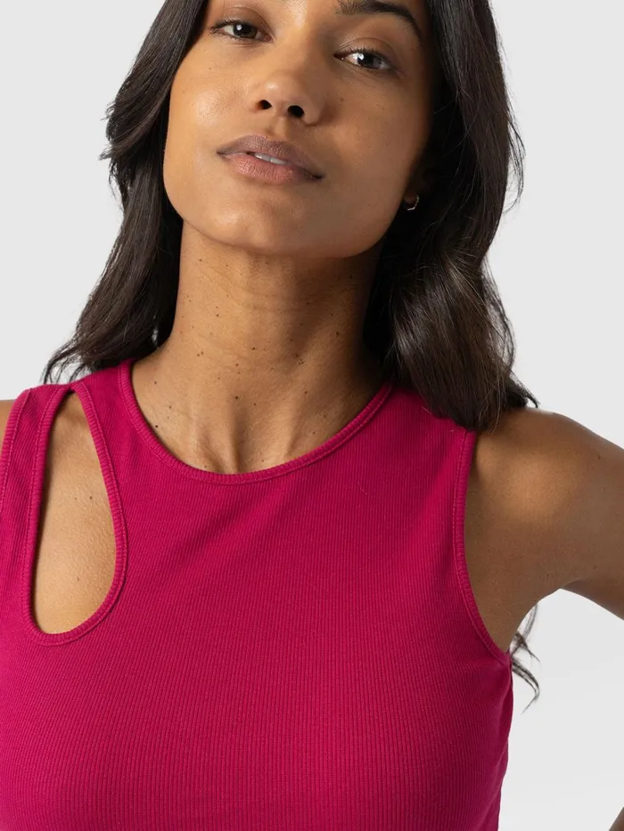 Axel Cut Out Vest 8211 Fuchsia Pink Fuchsia Pink Women Saint And Sofia TShirts and Tanks