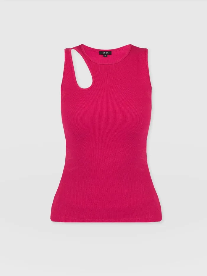 Axel Cut Out Vest 8211 Fuchsia Pink Fuchsia Pink Women Saint And Sofia TShirts and Tanks
