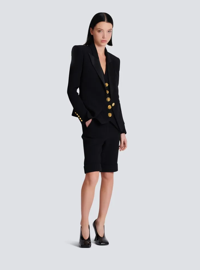 Balmain 1button Crepe Jacket Black Women Jackets And Blazers