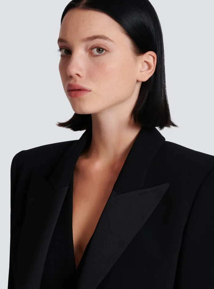 Balmain 1button Crepe Jacket Black Women Jackets And Blazers