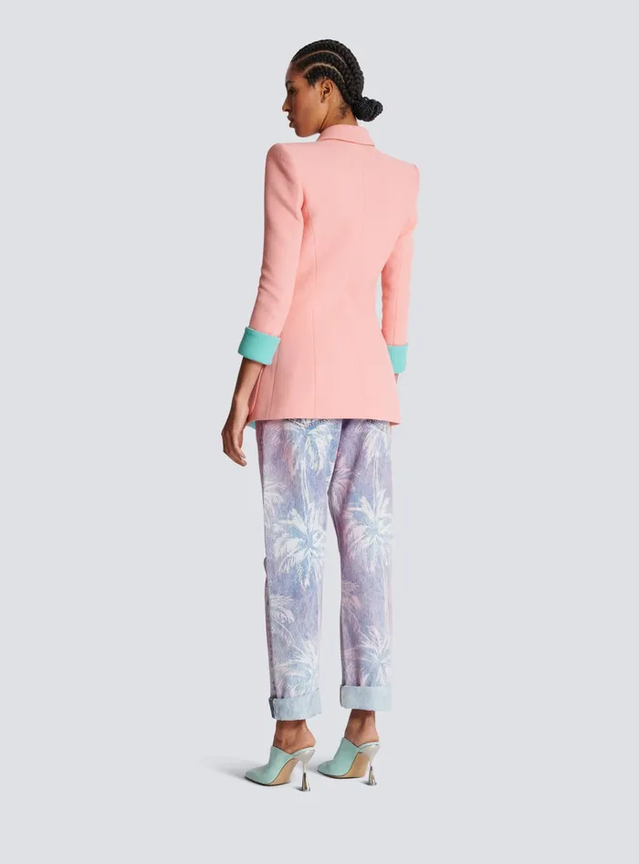 Balmain 1button Double Crepe Twotone Jacket Pink Women Jackets And Blazers