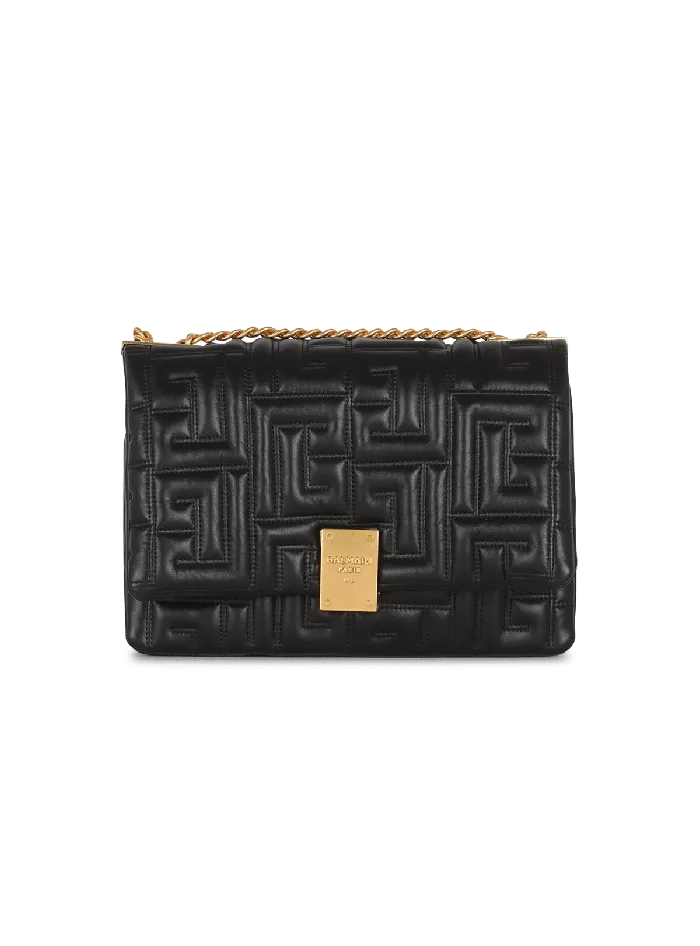 Balmain 1945 Soft Medium Bag In Quilted Leather Black Women Crossbody Bags