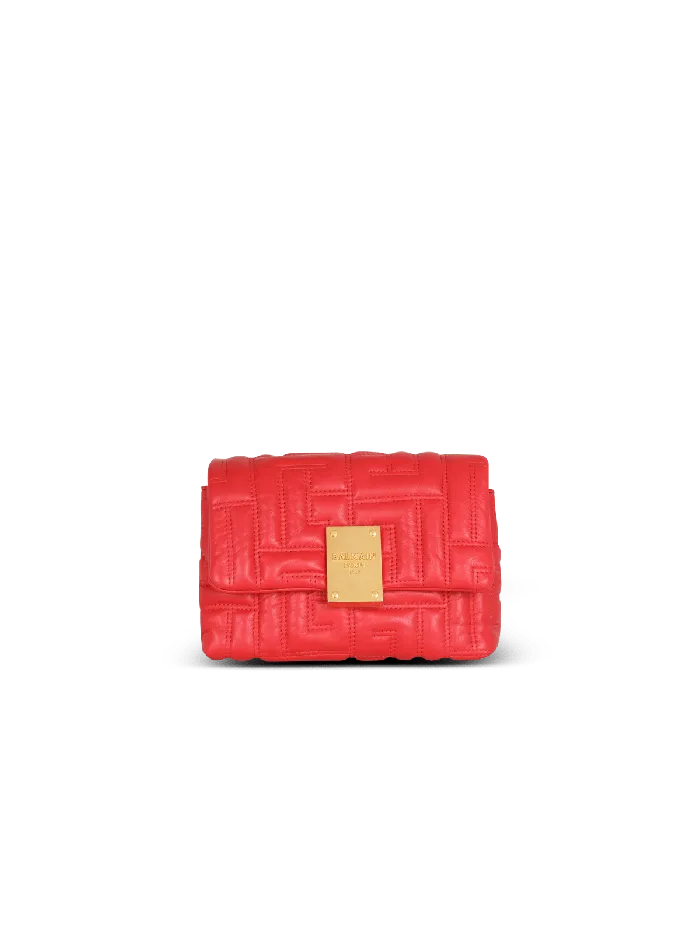 Balmain 1945 Soft Mini Bag In Quilted Leather Red Women Crossbody Bags