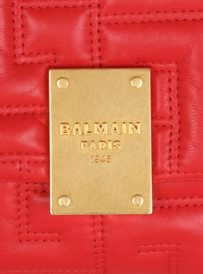Balmain 1945 Soft Mini Bag In Quilted Leather Red Women Crossbody Bags