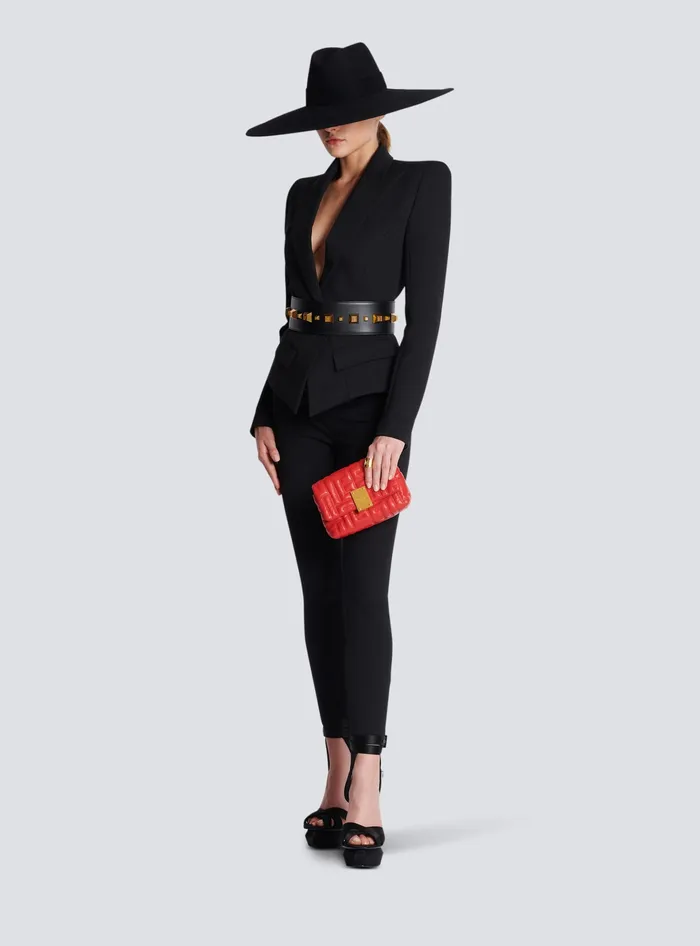 Balmain 1945 Soft Mini Bag In Quilted Leather Red Women Crossbody Bags
