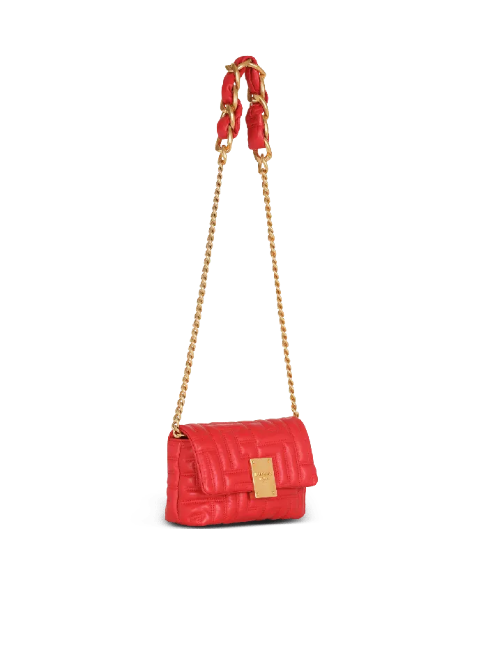Balmain 1945 Soft Mini Bag In Quilted Leather Red Women Crossbody Bags