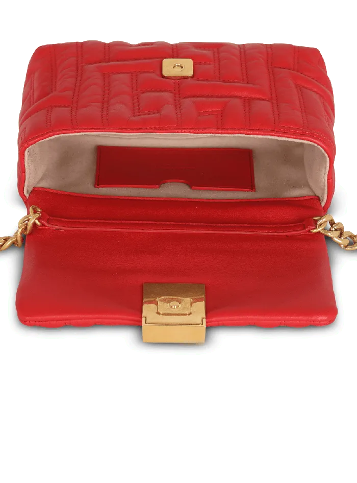 Balmain 1945 Soft Mini Bag In Quilted Leather Red Women Crossbody Bags