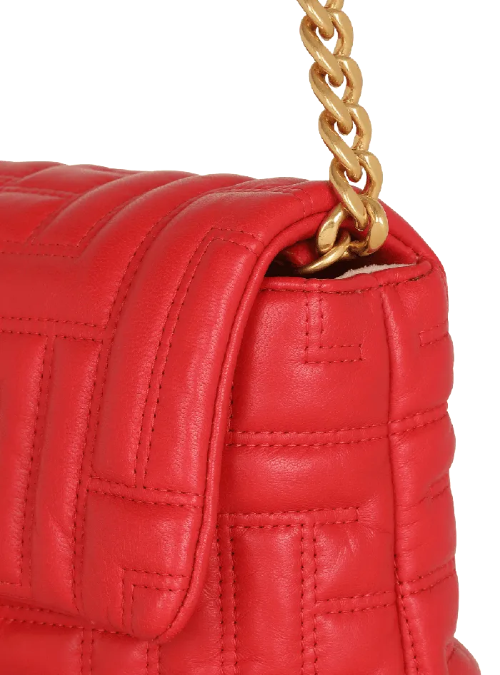 Balmain 1945 Soft Mini Bag In Quilted Leather Red Women Crossbody Bags