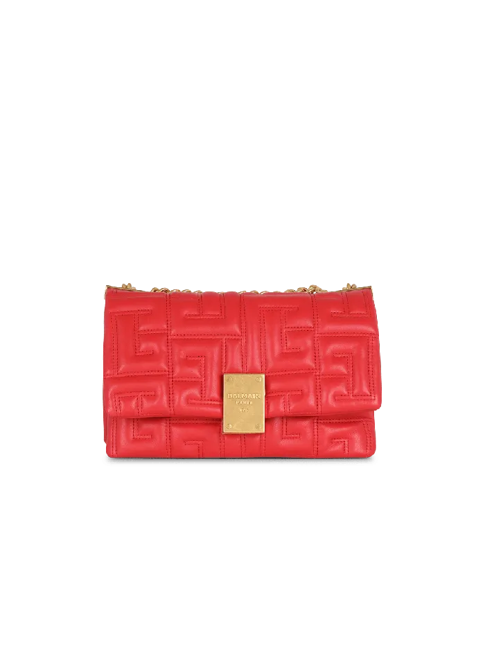Balmain 1945 Soft Small Bag In Quilted Leather Red Women Crossbody Bags