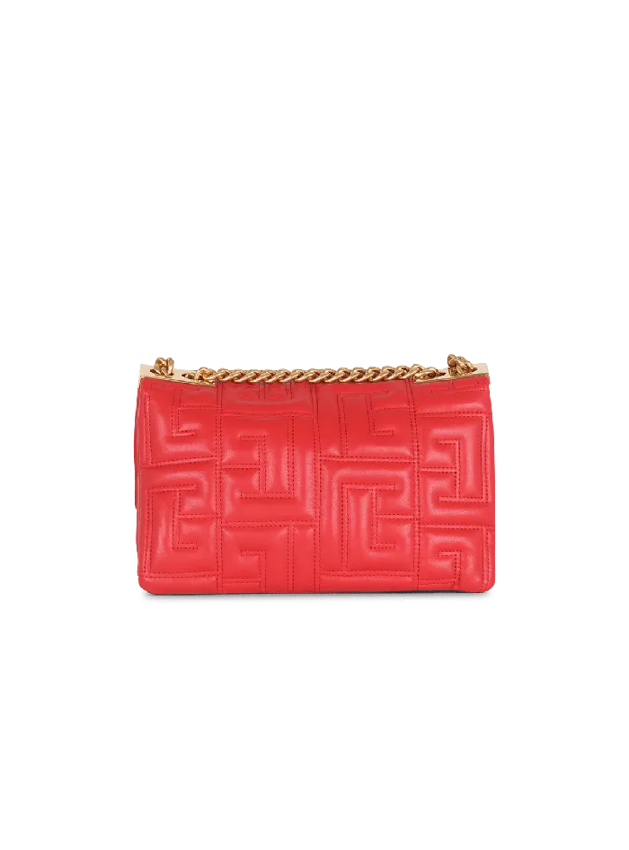Balmain 1945 Soft Small Bag In Quilted Leather Red Women Crossbody Bags