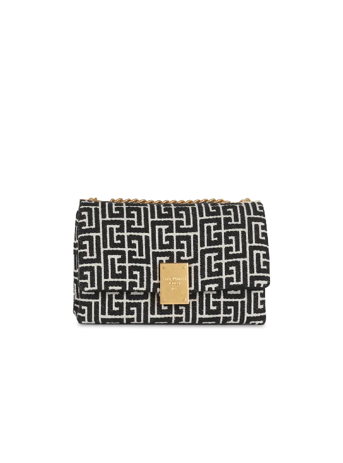 Balmain 1945 Soft Small Bag With Jacquard Monogram Black Women Crossbody Bags Balmain 1945 Soft Small Bag With Jacquard Monogram Black Women Crossbody Bags