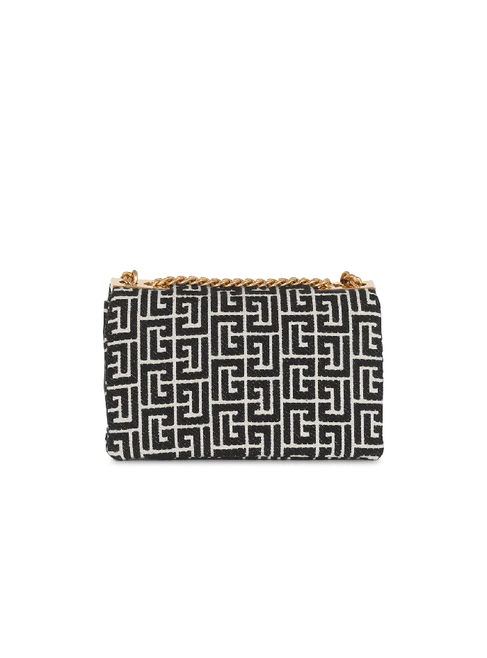 Balmain 1945 Soft Small Bag With Jacquard Monogram Black Women Crossbody Bags