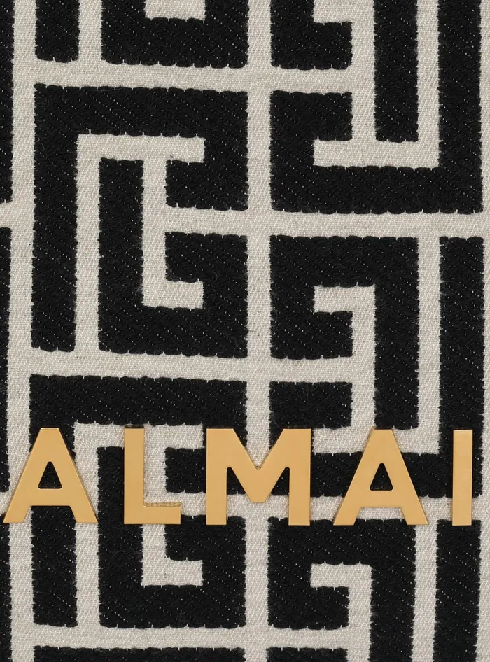 Balmain 1945 Soft Tote Bag In Jacquard Fabric With Monogram Black Women Handbags