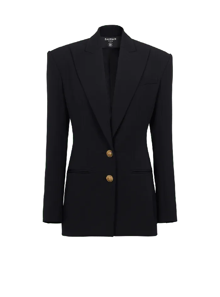 Balmain 2button Cinchedwaist Jacket Black Women Jackets And Blazers