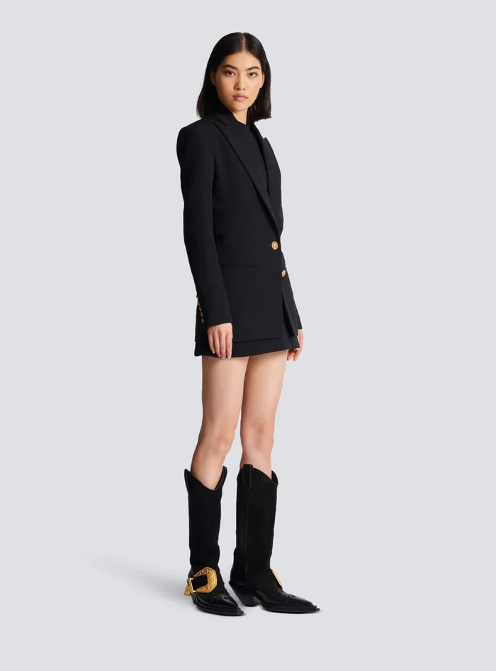 Balmain 2button Cinchedwaist Jacket Black Women Jackets And Blazers