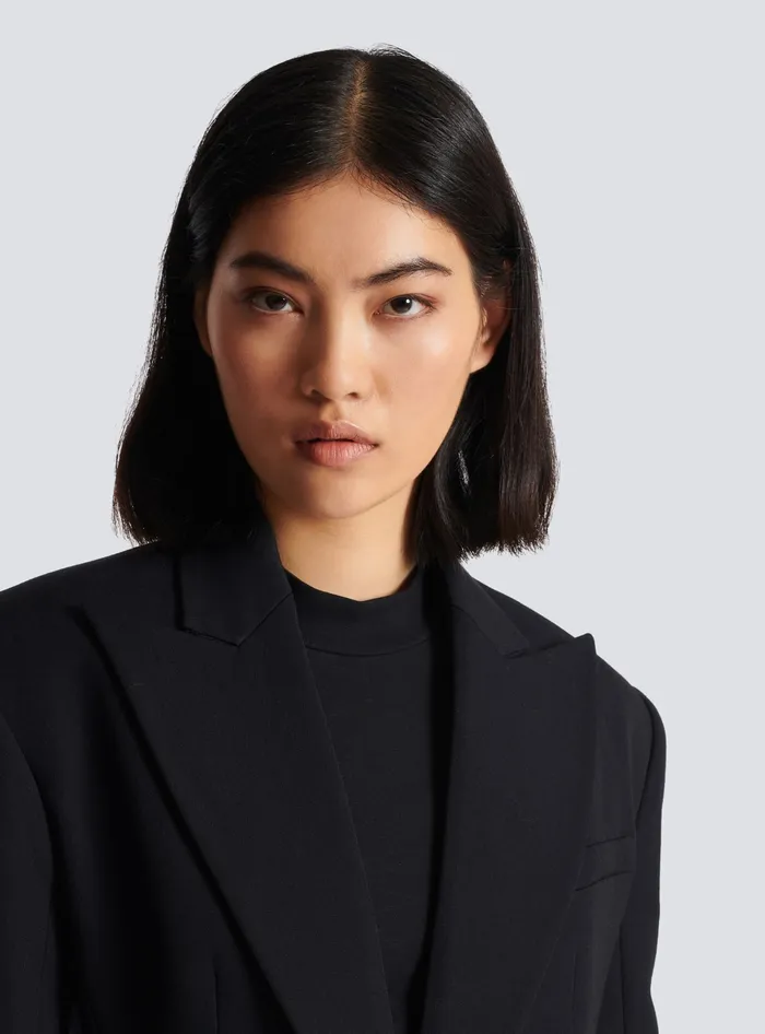 Balmain 2button Cinchedwaist Jacket Black Women Jackets And Blazers