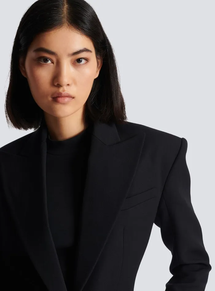 Balmain 2button Cinchedwaist Jacket Black Women Jackets And Blazers