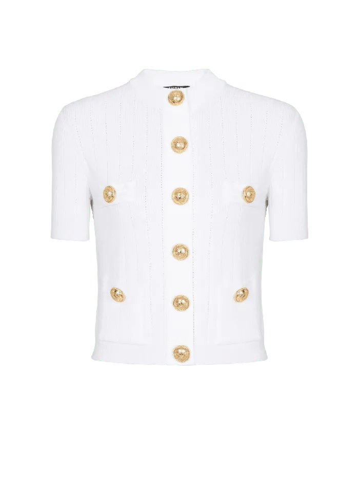 Balmain 4pocket Knitted Cardigan White Women Knitwear