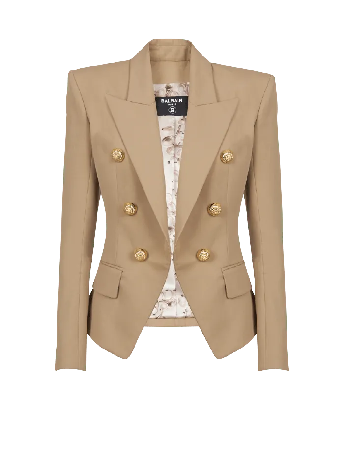 Balmain 6button Cotton Jacket Beige Women Jackets And Blazers