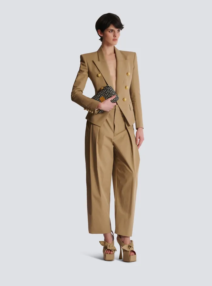 Balmain 6button Cotton Jacket Beige Women Jackets And Blazers