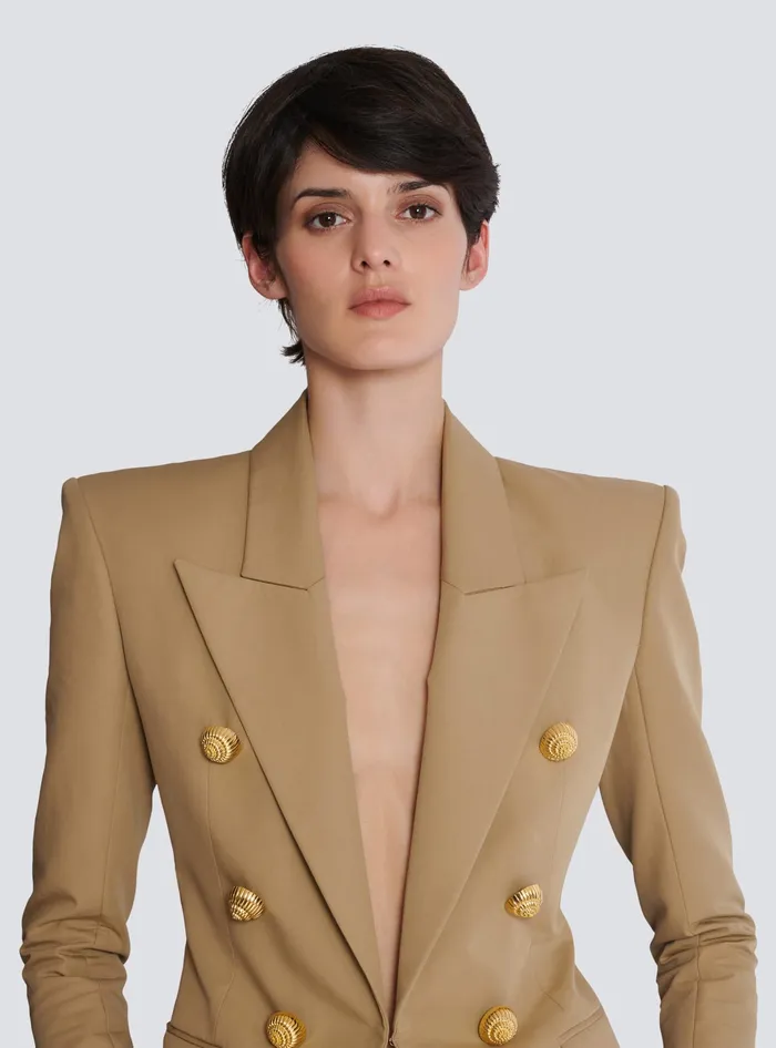 Balmain 6button Cotton Jacket Beige Women Jackets And Blazers