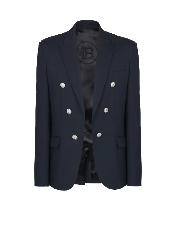 Balmain 6button Wool Jacket Navy Men Jackets And Blazers
