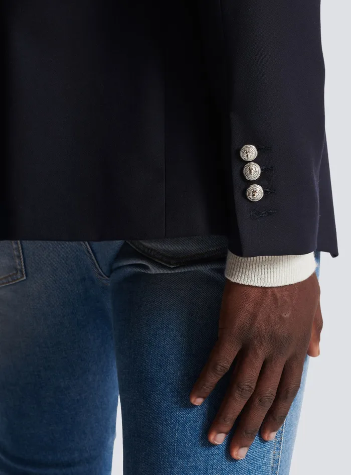 Balmain 6button Wool Jacket Navy Men Jackets And Blazers