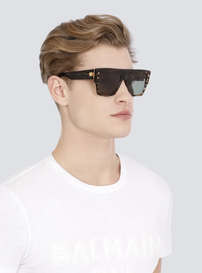 Balmain Acetate BI Sunglasses Brown Men Eyewear