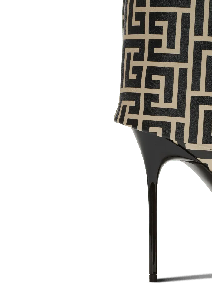 Balmain Ariel Monogrammed Leather Boots Black Women Boots