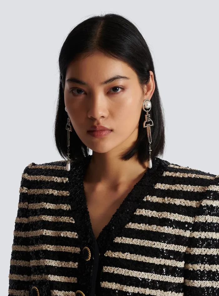 Balmain Art Deco Pendant Earrings Silver Women Fashion Jewelry