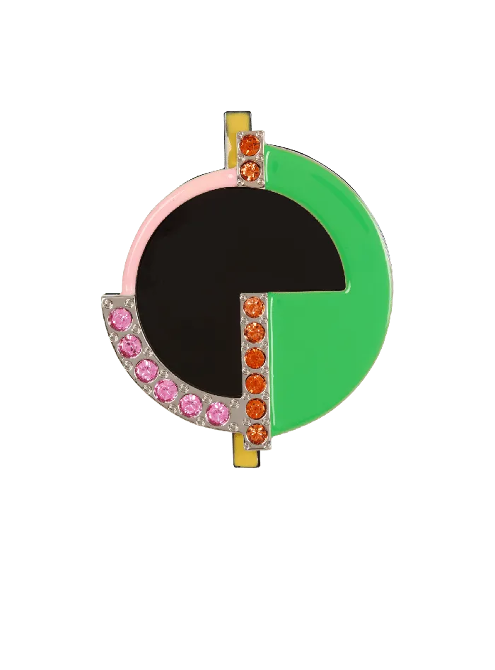 Balmain Art Deco Rhinestone Brooch Green Women Fashion Jewelry