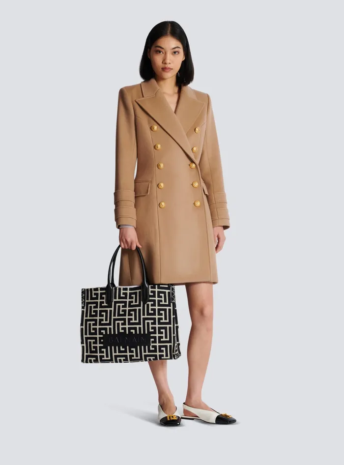 Balmain BArmy 42 Monogram Jacquard And Leather Tote Bag Black Women Shoulder Bags