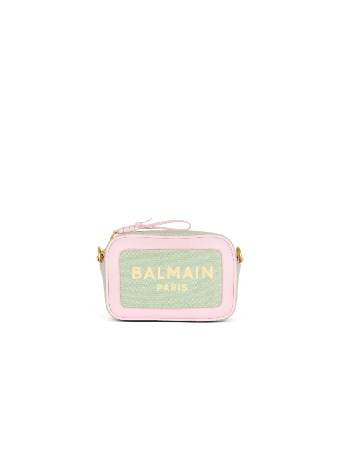 Balmain BArmy Camera Case In Canvas And Leather Green Women Crossbody Bags