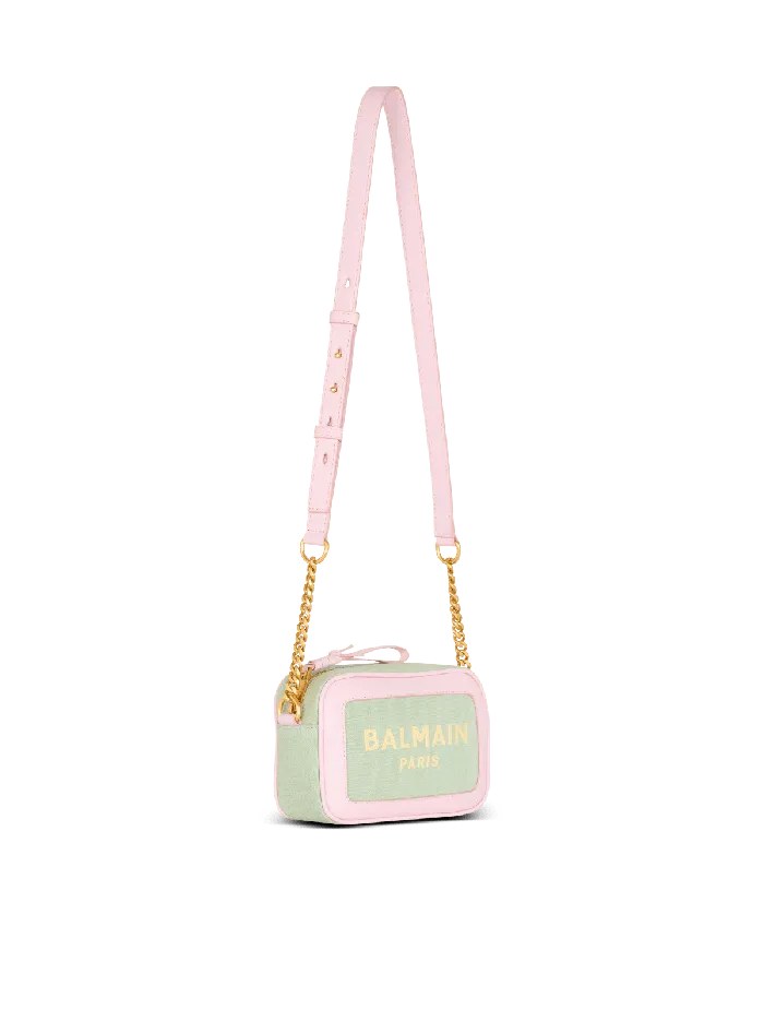 Balmain BArmy Camera Case In Canvas And Leather Green Women Crossbody Bags