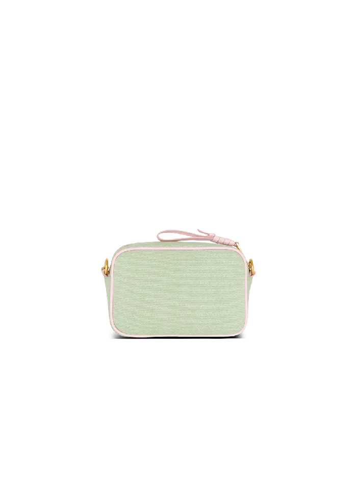 Balmain BArmy Camera Case In Canvas And Leather Green Women Crossbody Bags